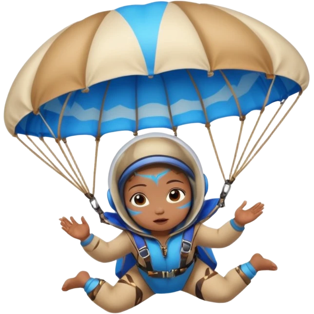 Skydiving girl baby shaman with parachute and UFO blue emoji