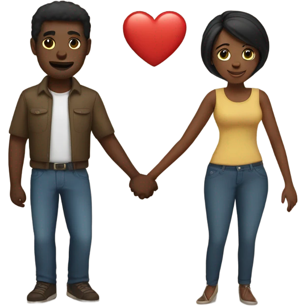 Black man and women holding hands in love emoji