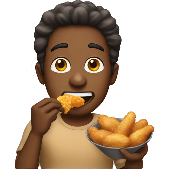 brown skin guy eating fried chicke emoji