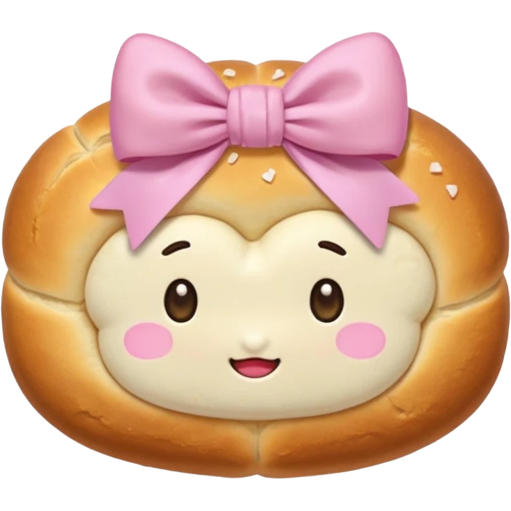 Korean salt bread 3s with pastel pink bow emoji