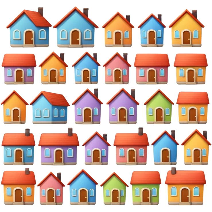 house, different shapes and colors, apple emoji style emoji