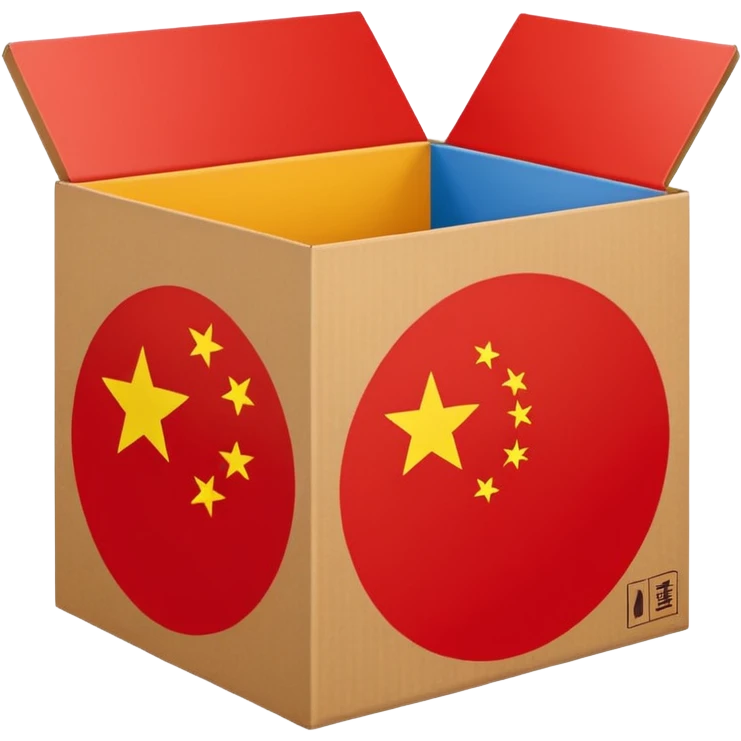 shipping box with China flag symbol emoji