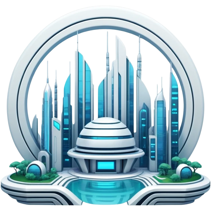 Utopian Futuristic Modern Cyber Aesthetic Scenery Deco emoji