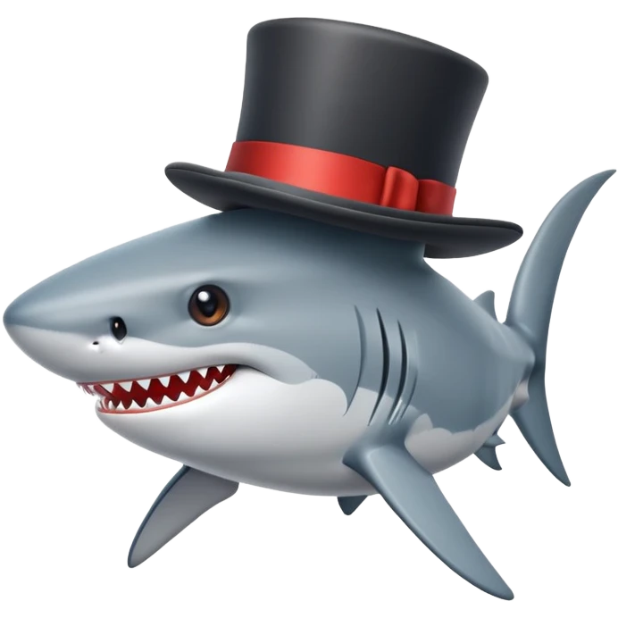 Shark with a top hat emoji