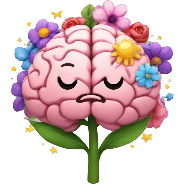 flowers, brain, stars emoji