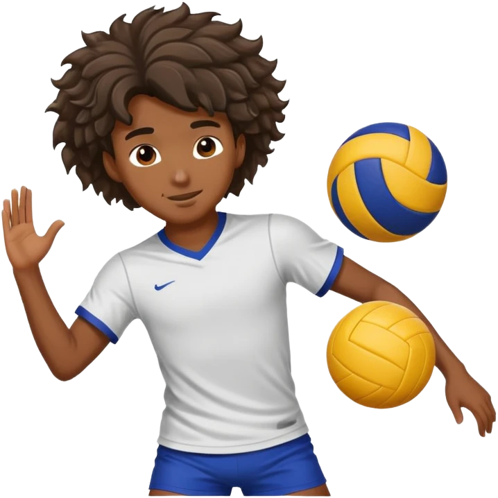Big Black boy, wavy hair, play volleyball emoji