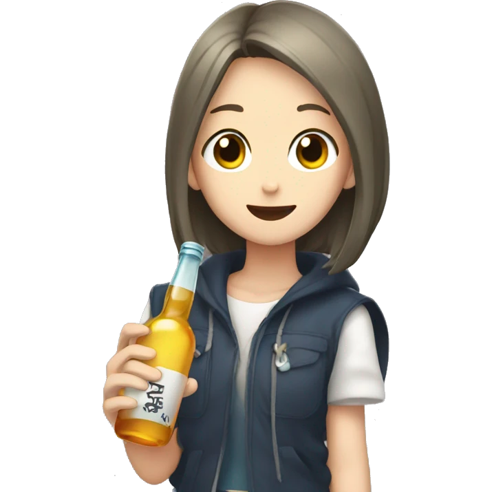 Anime girl Holding a bottle in his hand  emoji