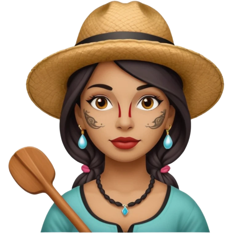 tattoed face venice gondolier with iconic hat woman emoji