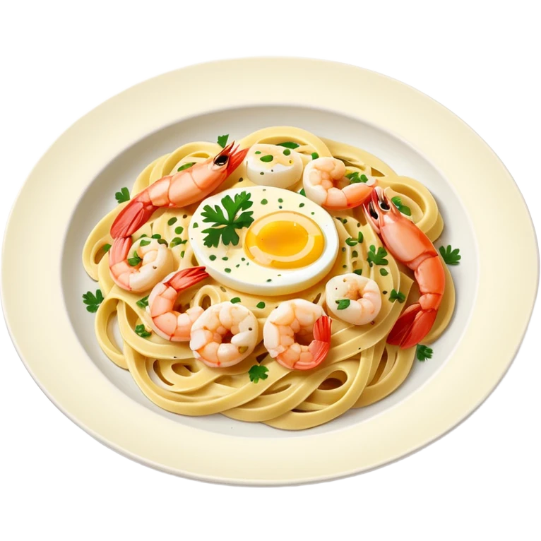 traditional italian carbonara with shrimp emoji