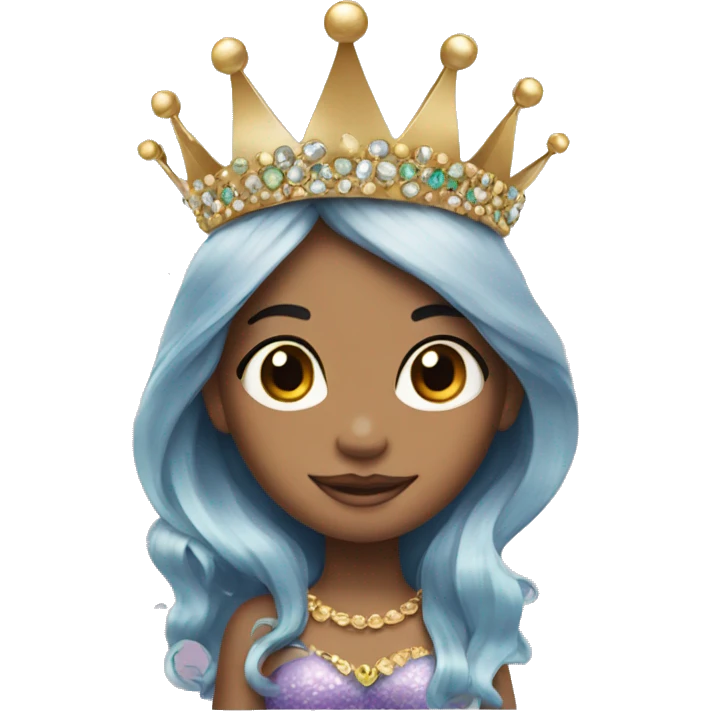 girl with crown and jewelry into a mermaid emoji
