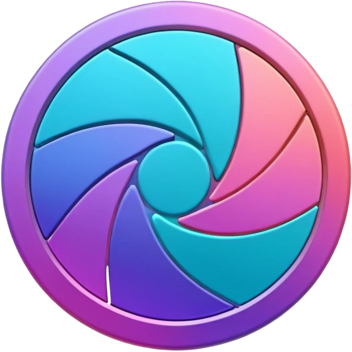 Credit coin in gradient of turquoise, blue, pink, purple, and coral as the main surface 3d rotate emoji