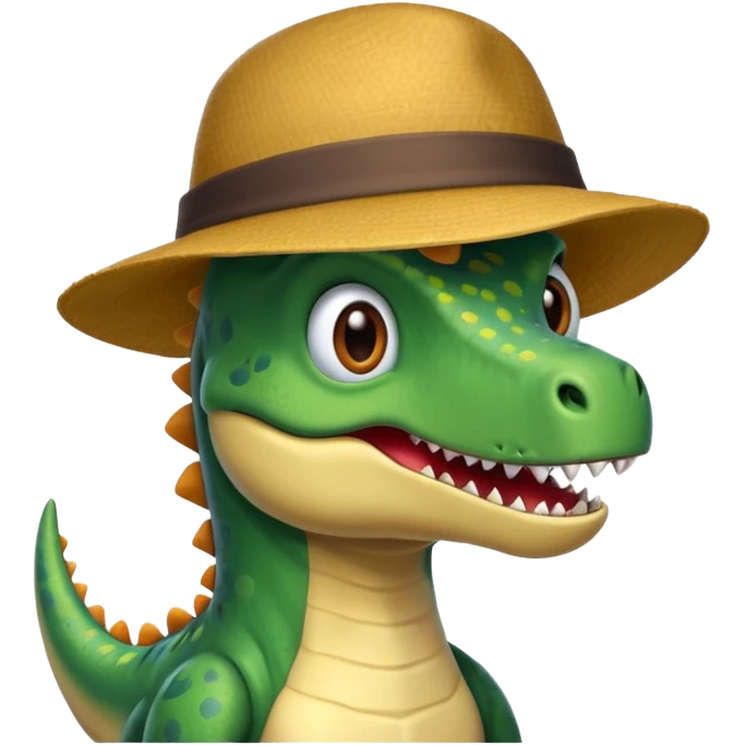 A dinosaur with hat emoji