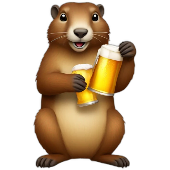 a marmot holding a beer emoji