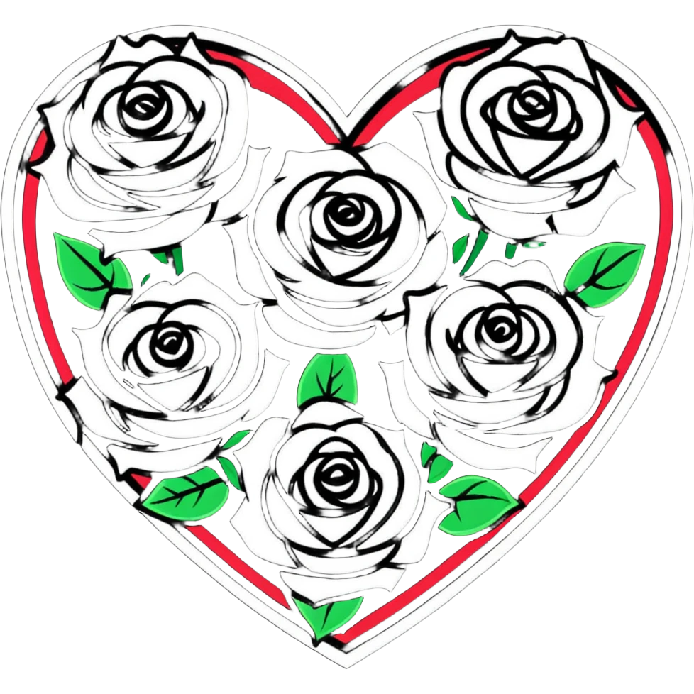romantic heart-shaped arrangement of roses emoji