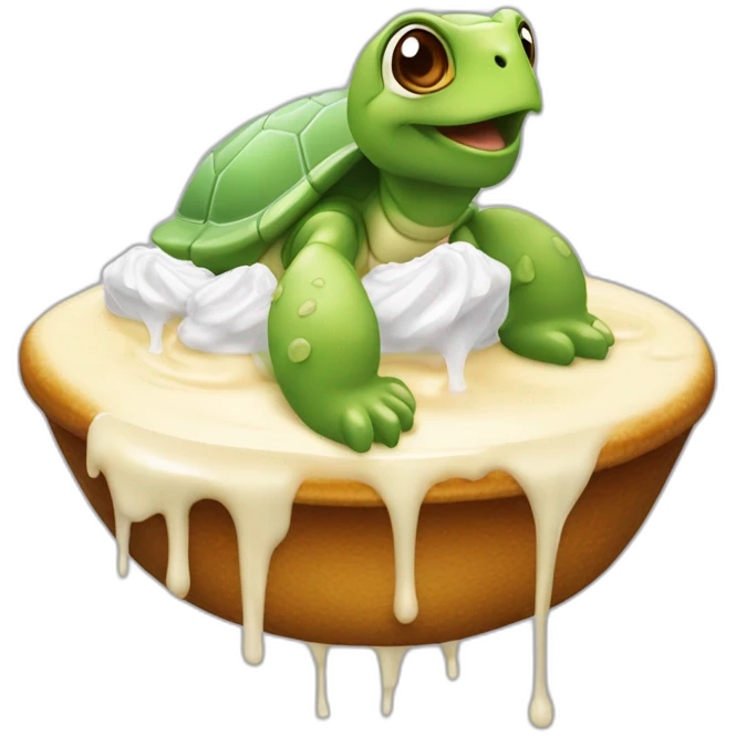 Tortue qui mange crème glacée emoji