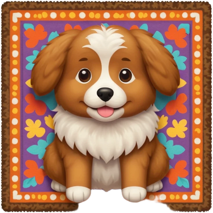 Make a cute brown tuged dog i a carpet emoji