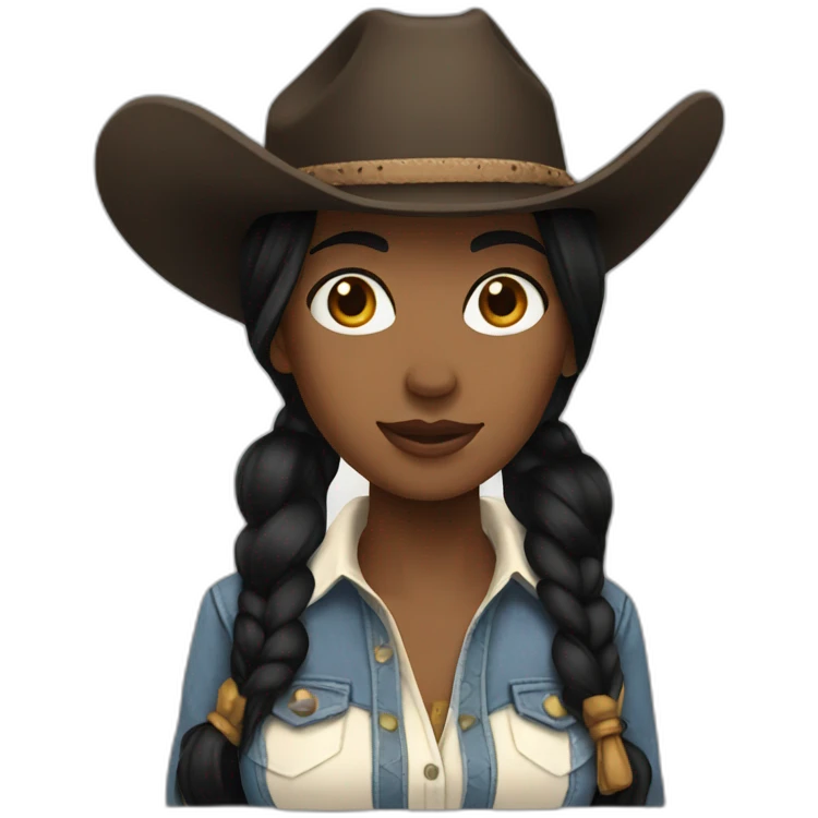 cowgirl straight black hair emoji