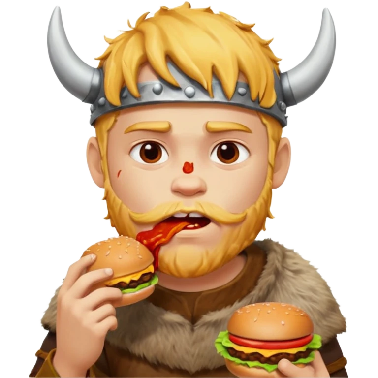boy viking eating burger emoji