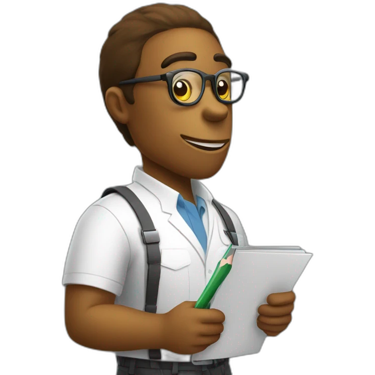 a trex therapist holding a pencil and notebook wearing glasses emoji