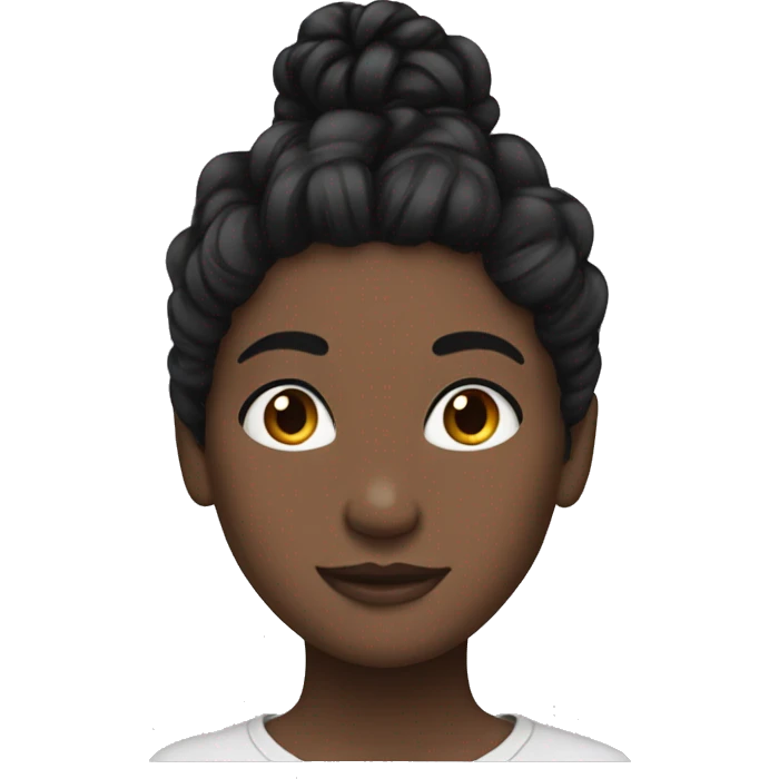 black hair girl emoji BUN hair messy emoji