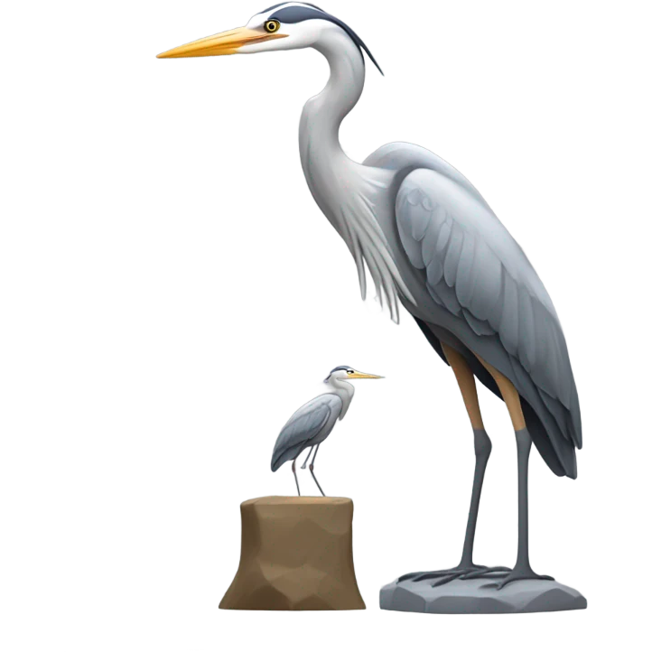 Grey heron and denise whitebread fanning collaborating on a sculpture emoji