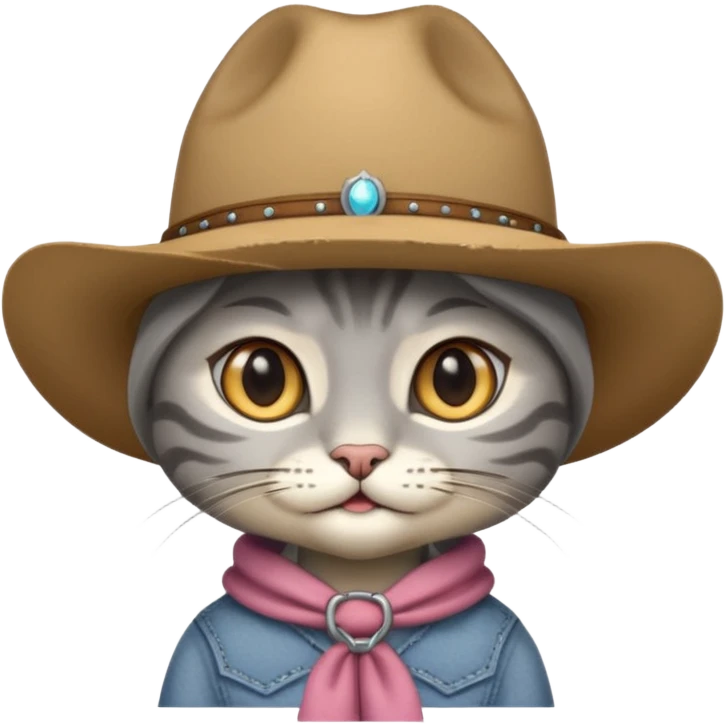 gray cat with cowgirl hat emoji