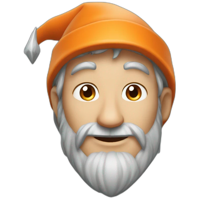 portrait smiling of a wizard style of Merlin, with orange cap in Pixar style emoji