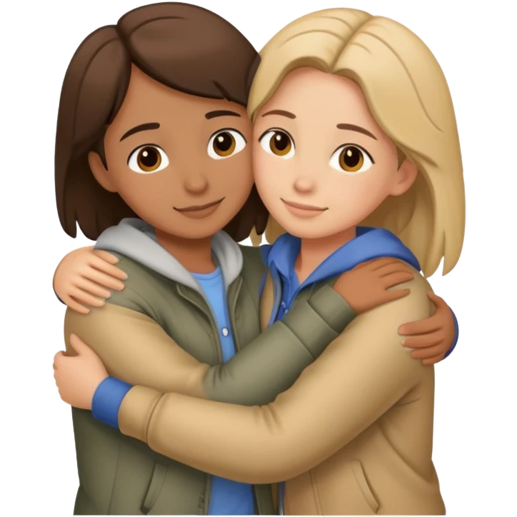 two friends hugging each other warmly emoji