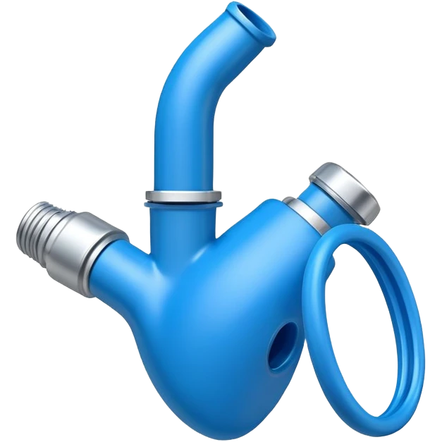 Blue plastic mouthpiece for VO2 max testing with breathing valve, exercise laboratory equipment emoji
