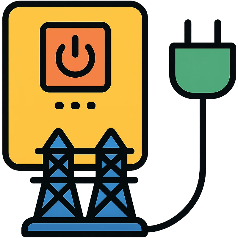 minimal inverter symbol with power lines and plug emoji