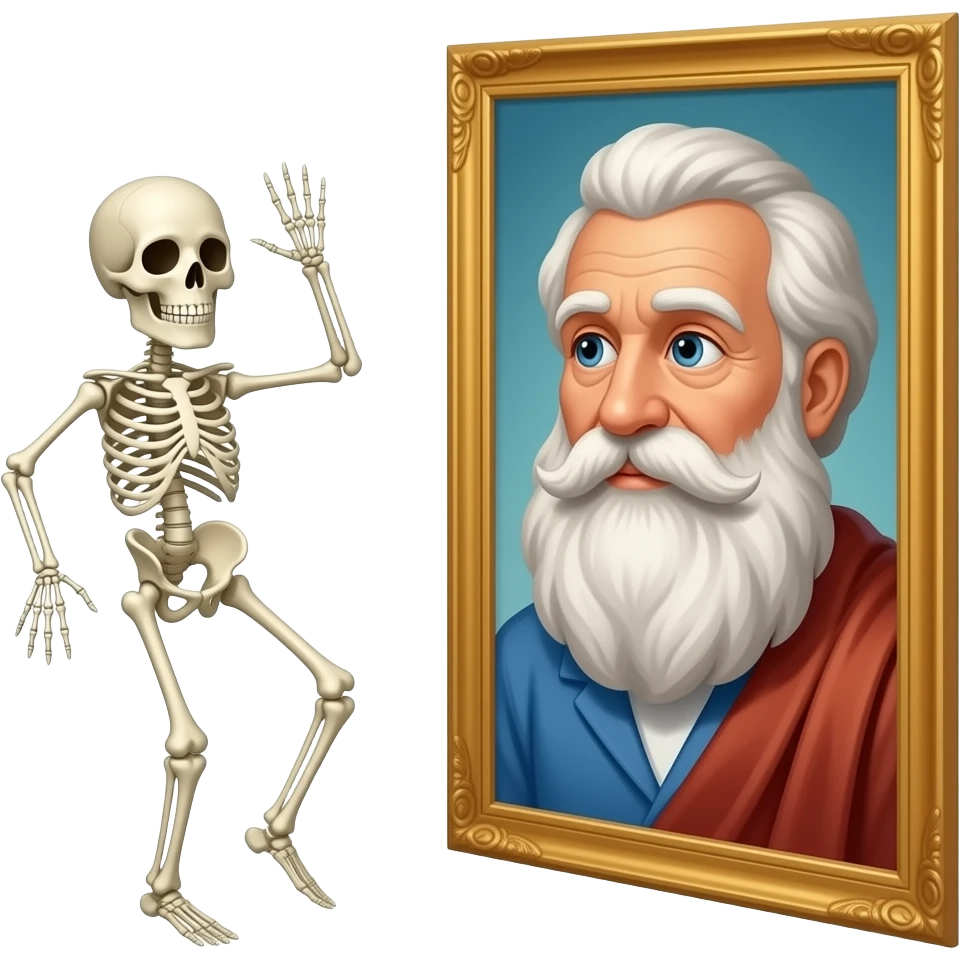 A skeleton that dances and Socretes looks at his gyatt emoji