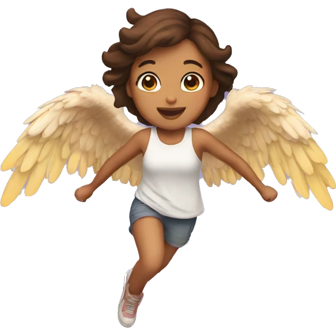 a girl flying with two chicken wings on her back emoji