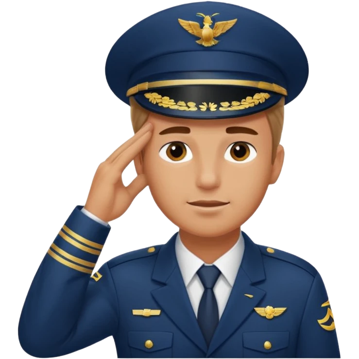 Un piloto de linea aérea con la mano en la frente con la pose firme emoji
