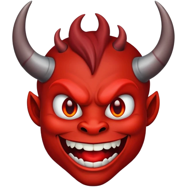 Scary red devil with horns and evil grin emoji
