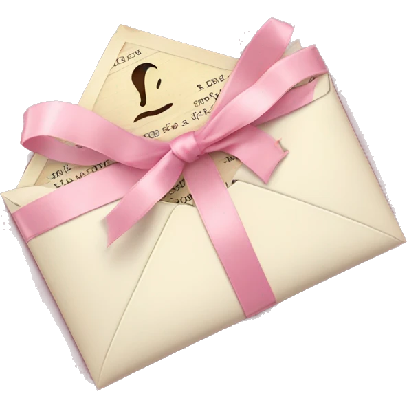 vintage love letters in envelope tied with a baby pink ribbon  emoji