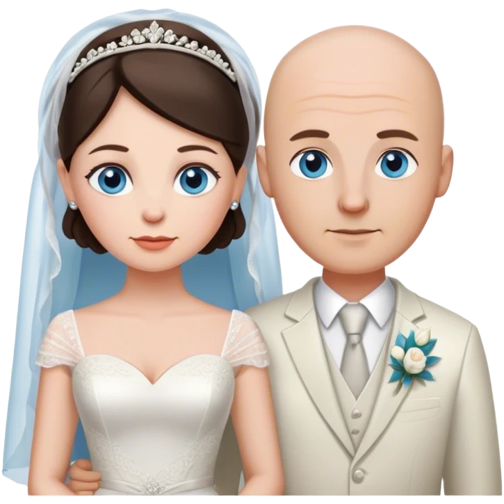 Wedding brunette bride bald blue eye husband emoji