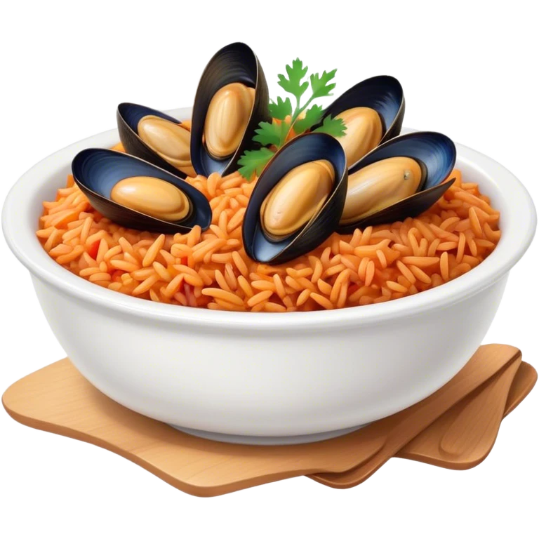 Spanish rice mussels onions  emoji
