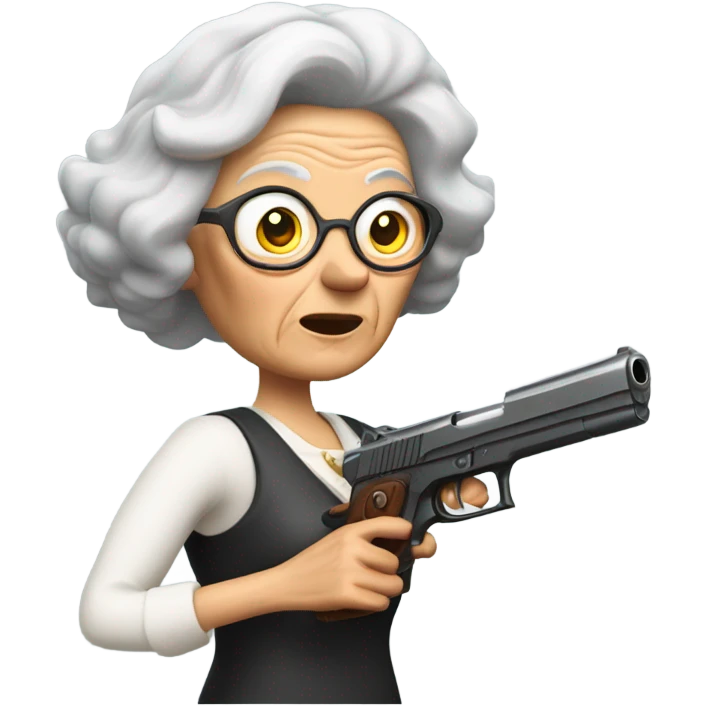 Grandman with a deagle with big recoil but the Gun is store scanner  emoji