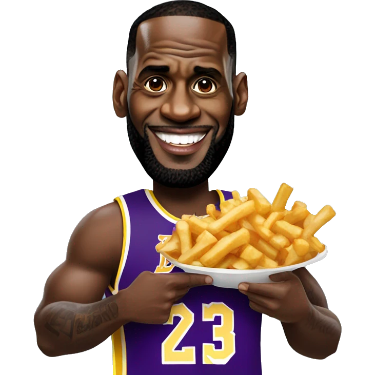 Lebron James holding poutine emoji