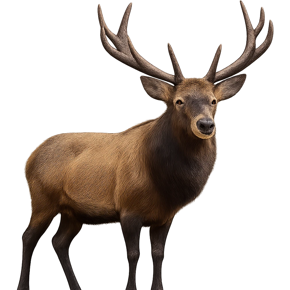 Make the elk more realistic with no background, photorealistic style. emoji