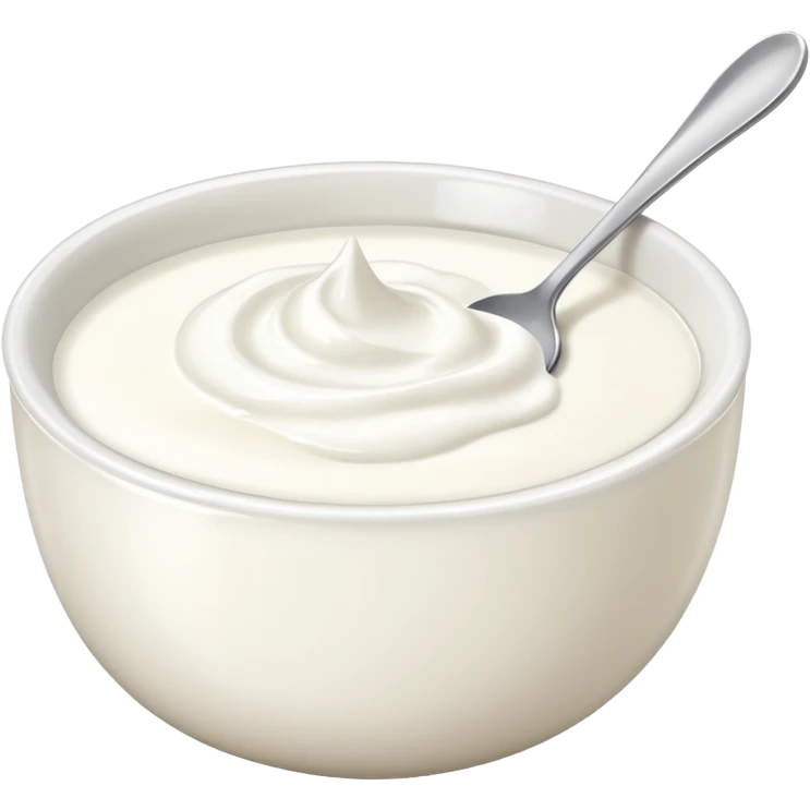 A bowl of yoghurt with a spoon in it  emoji