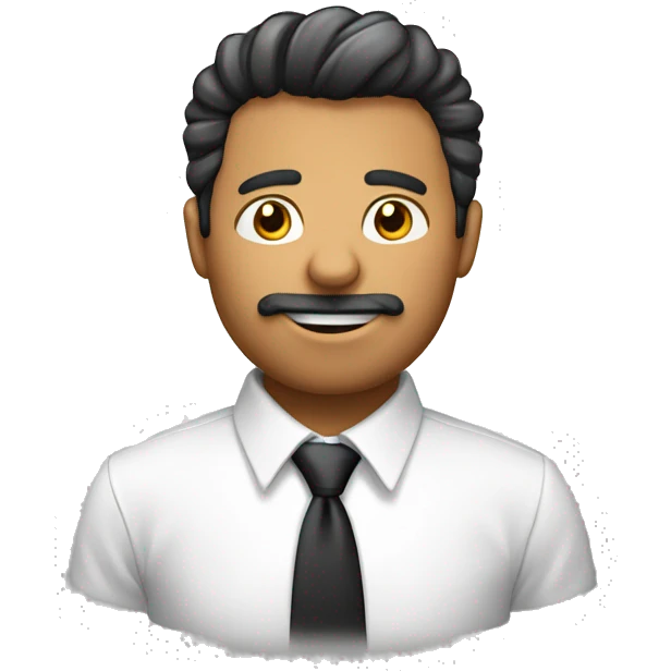 hombre con peinado con flequillo y camisa blanca emoji