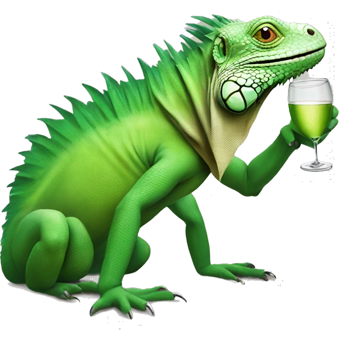 Iguana drinking  champagne  emoji