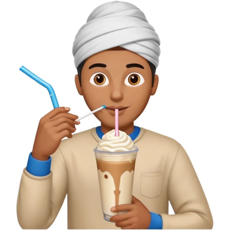 muslim man drinking milkshake emoji