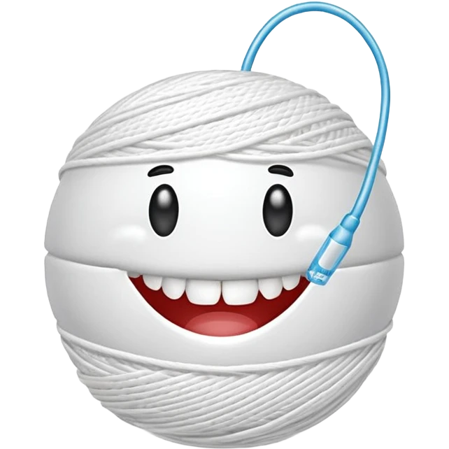 Ball of white thread dental floss emoji