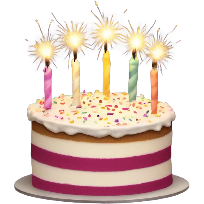 Birthday cake with sparkler candles emoji