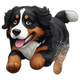 Bernese mountain dog running on snow emoji