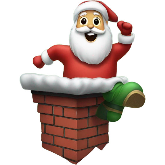 Santa jumping down the chimney emoji