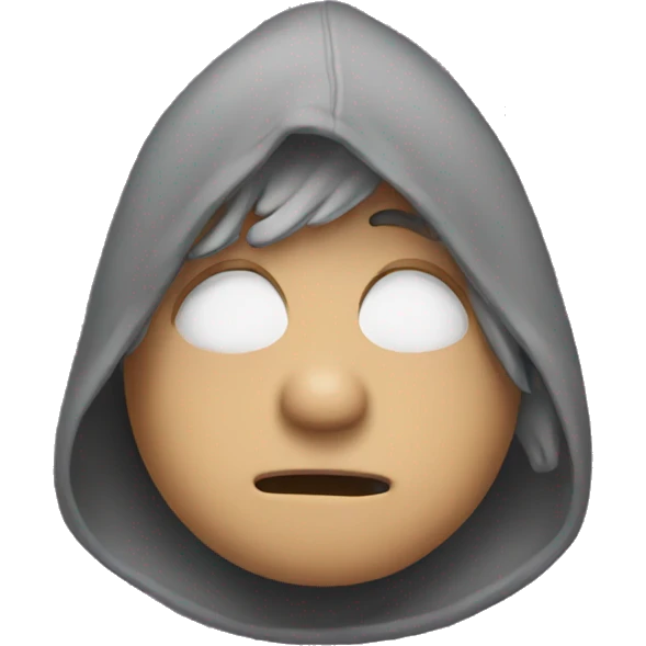 embarrassed face with hoodie emoji