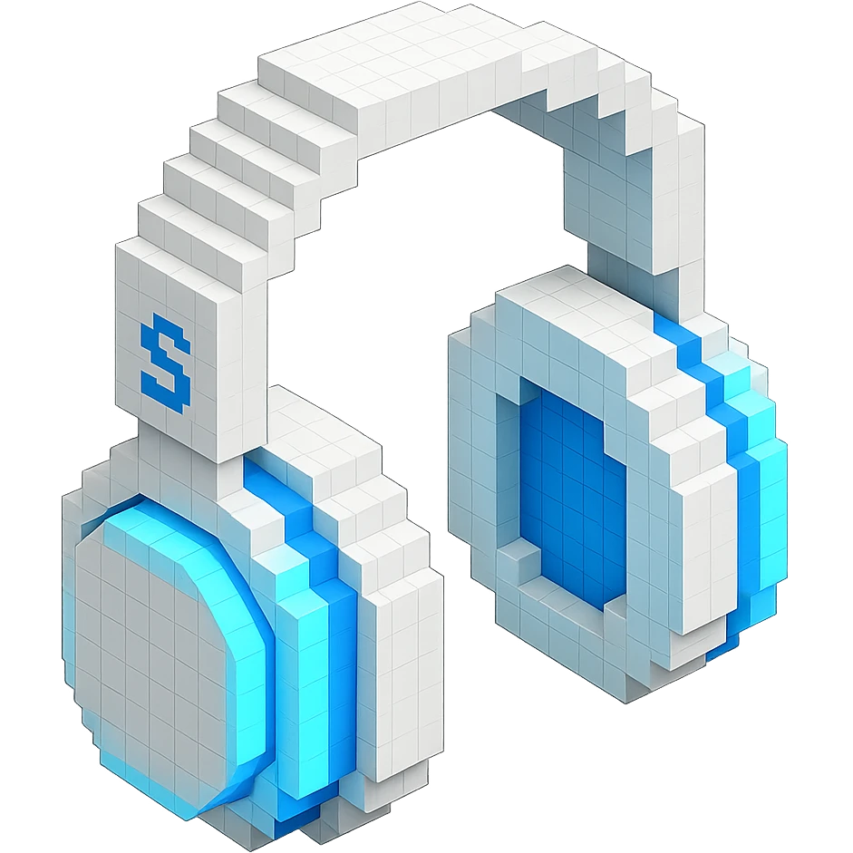 white Sony headphones with glowing blue accents emoji
